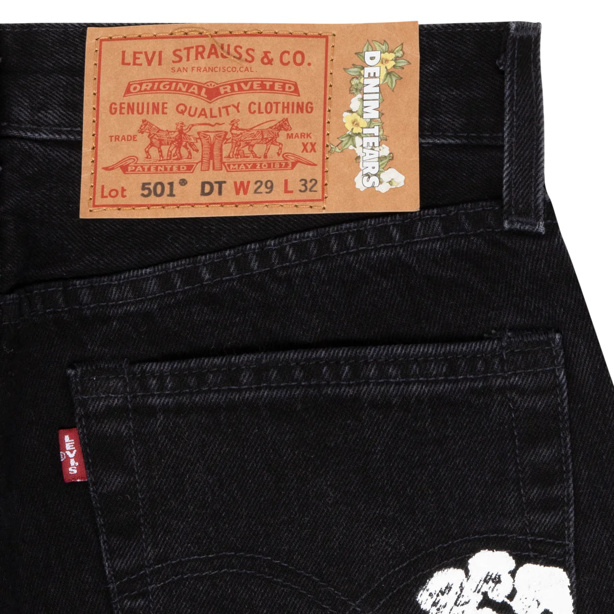Calça Jeans Light Wash Denim Tears x Levi's Preto