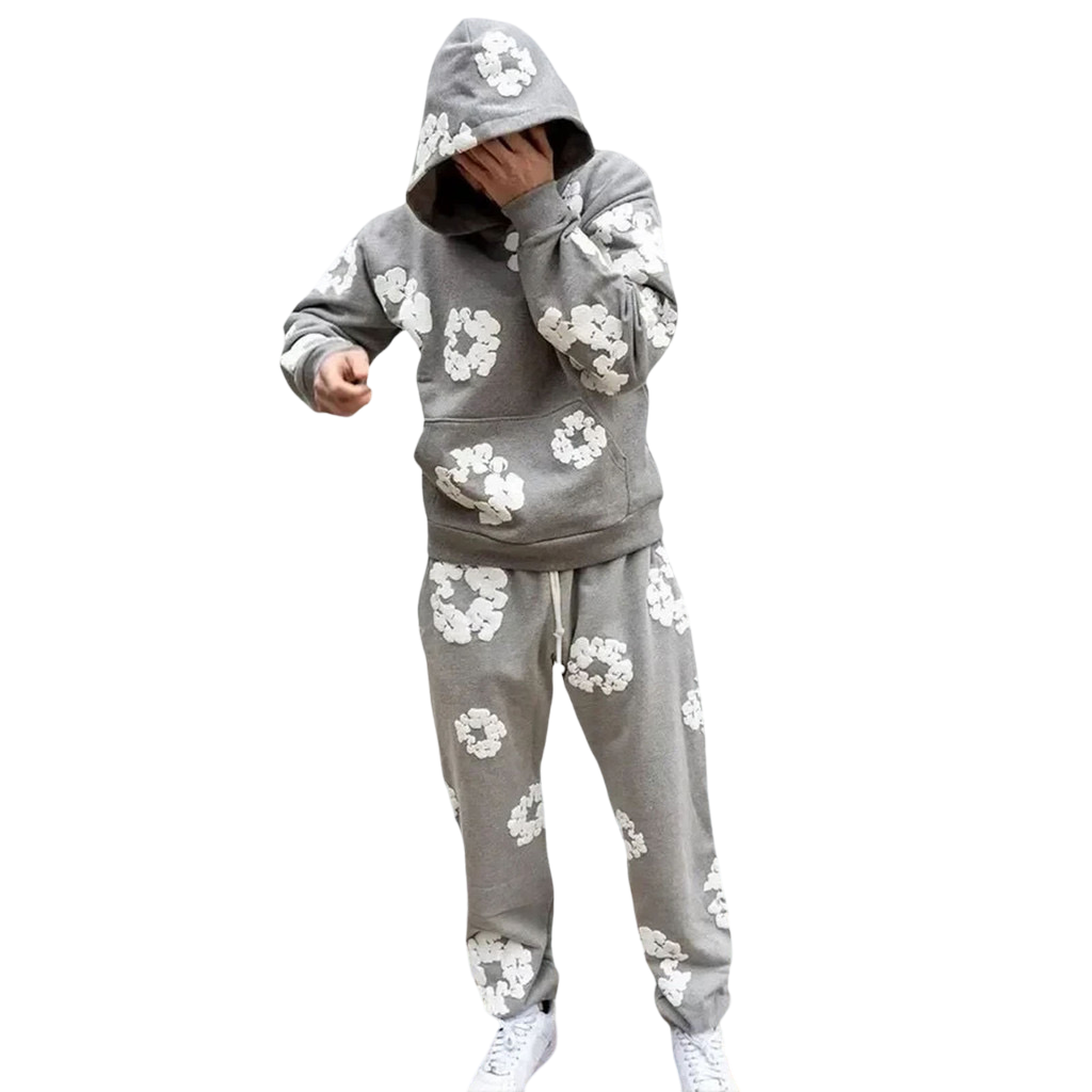 Conjunto Moletom The Cotton Wreath Denim Tears Cinza