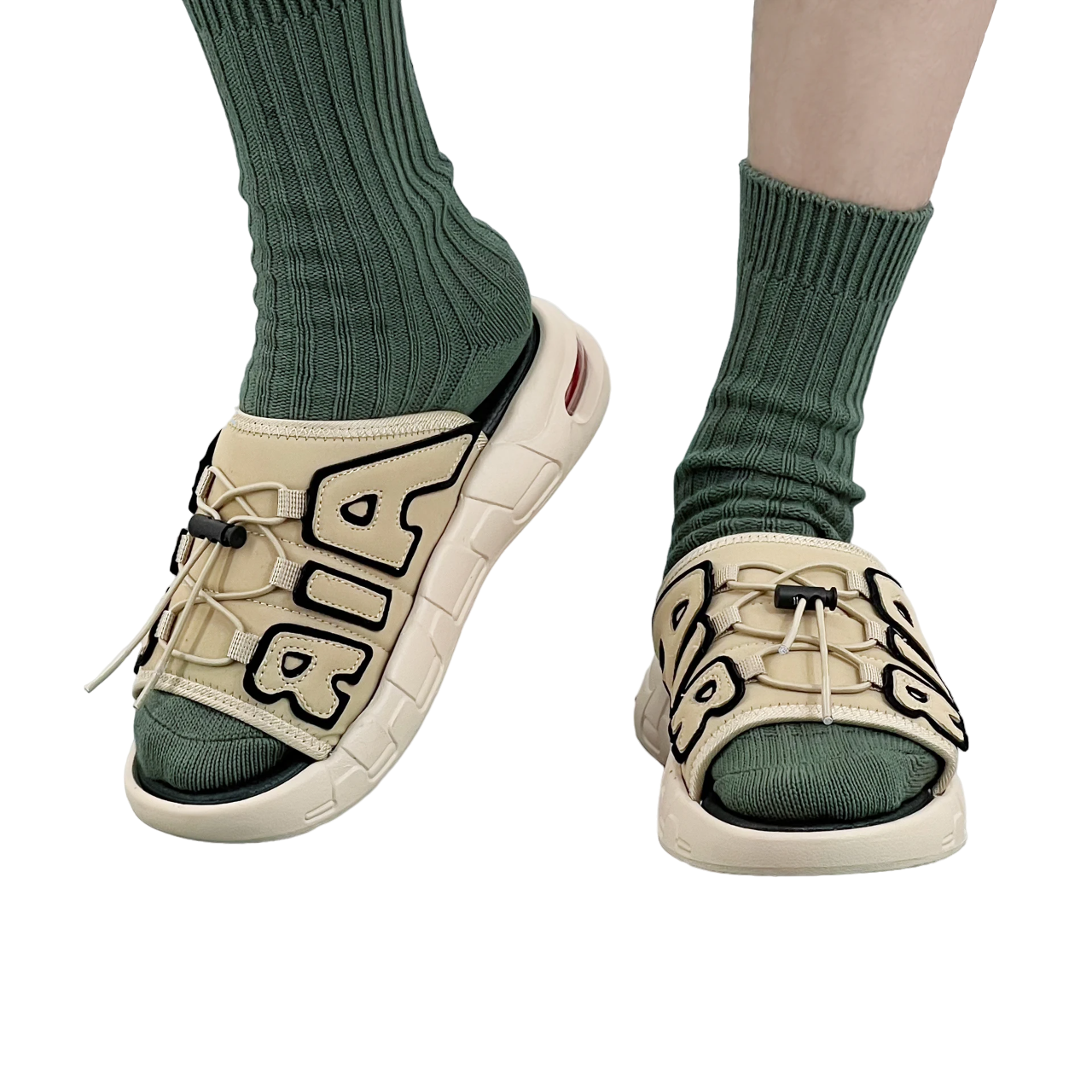 Chinelo Nike Air UpTempo Slide Cadarço Bege