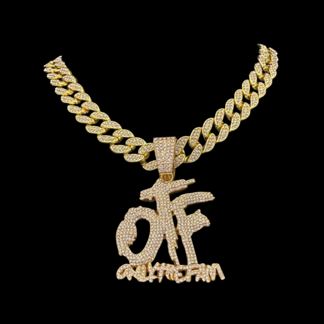 Kit Corrente Cravejada E Pingente Off Only The Fam Cuban Zircõnia