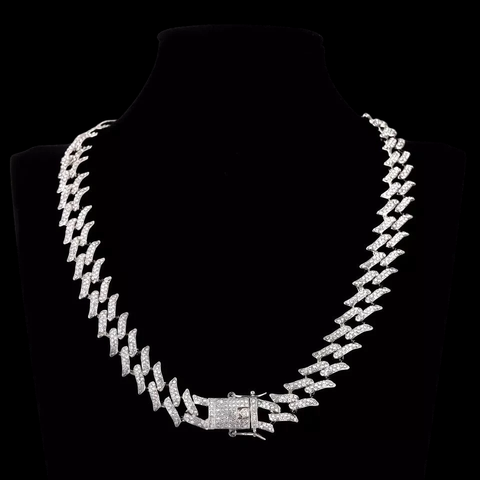 Corrente Premium Cravejada Espinhos Cuban Zircônia