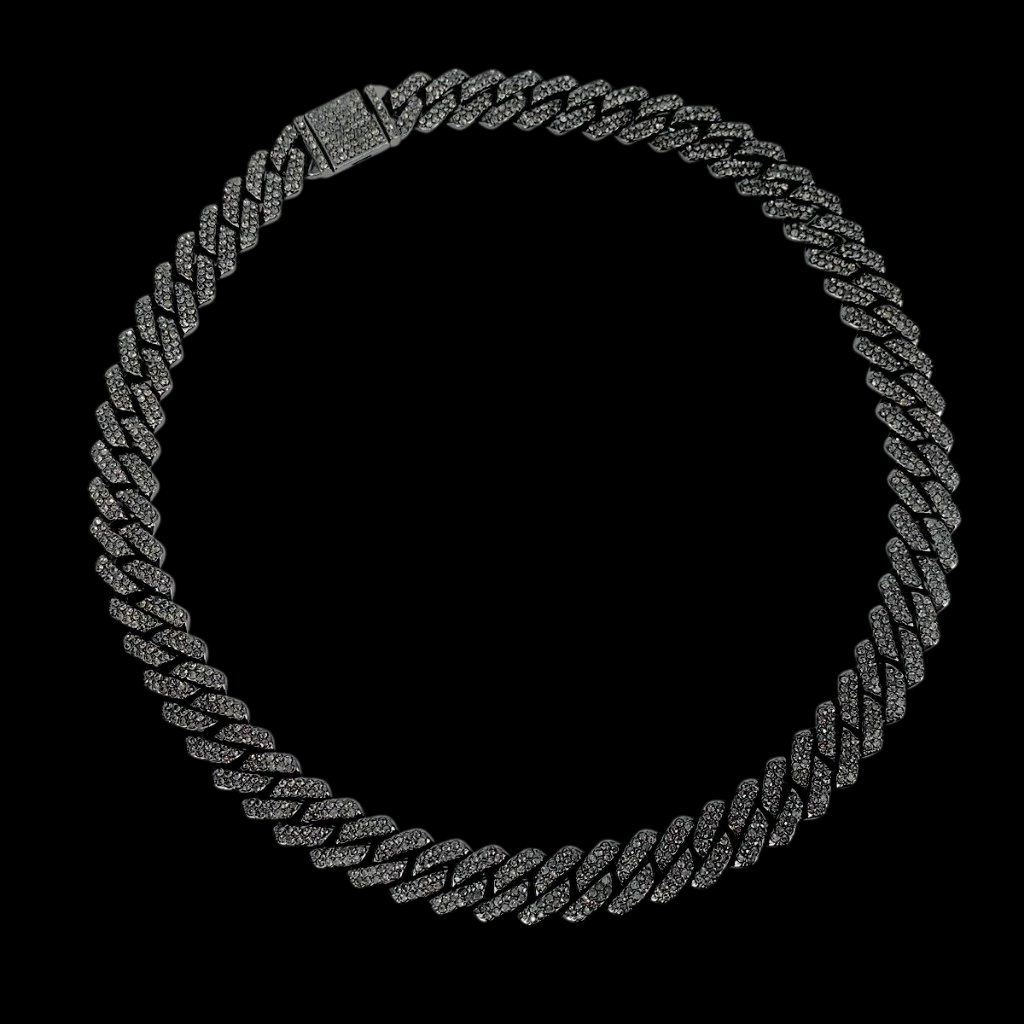 Kit Corrente Cravejada E Pulseira Miami Black Cuban