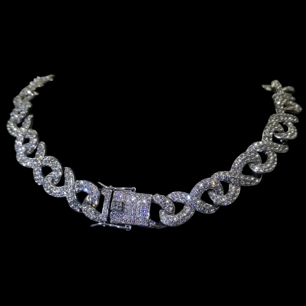 Kit Corrente Cravejada E Pulseira Infinit Cuban