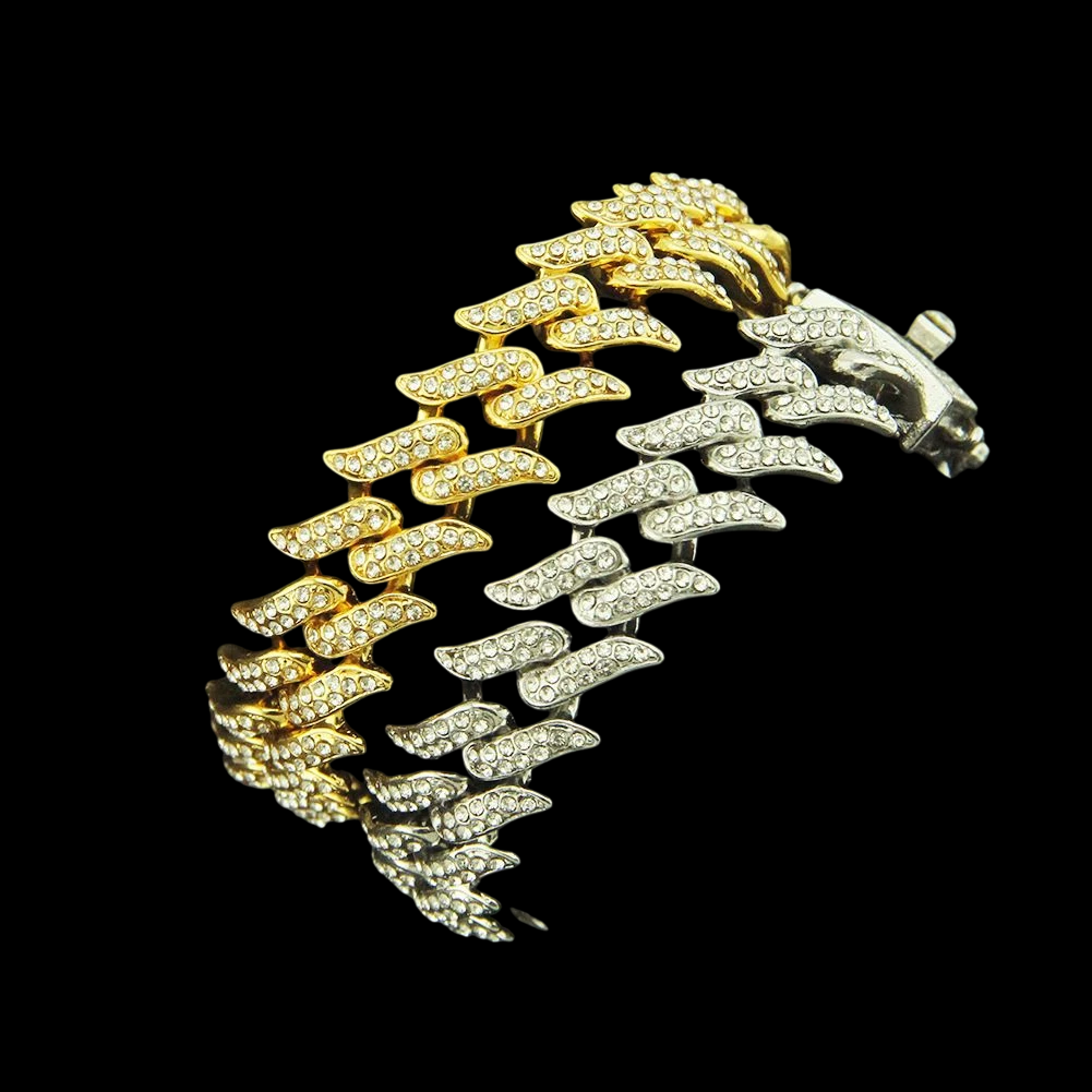Pulseira Premium Cravejada Espinhos Cuban Zircônia 16mm