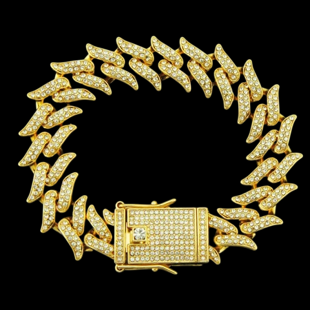 Pulseira Premium Cravejada Espinhos Cuban Zircônia 16mm