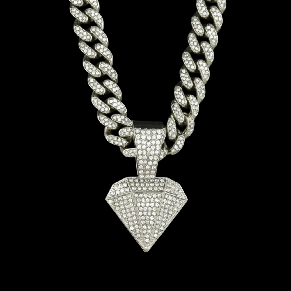 Kit Corrente Cravejada E Pingente Diamond Cuban Zircõnia