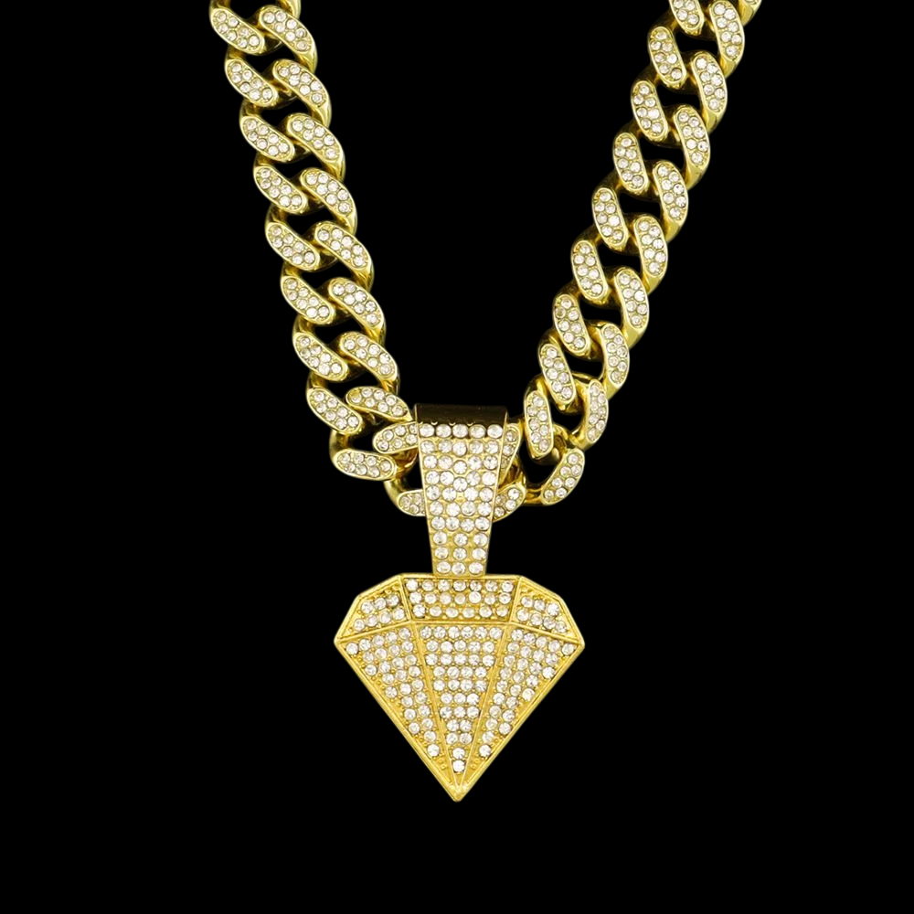 Kit Corrente Cravejada E Pingente Diamond Cuban Zircõnia