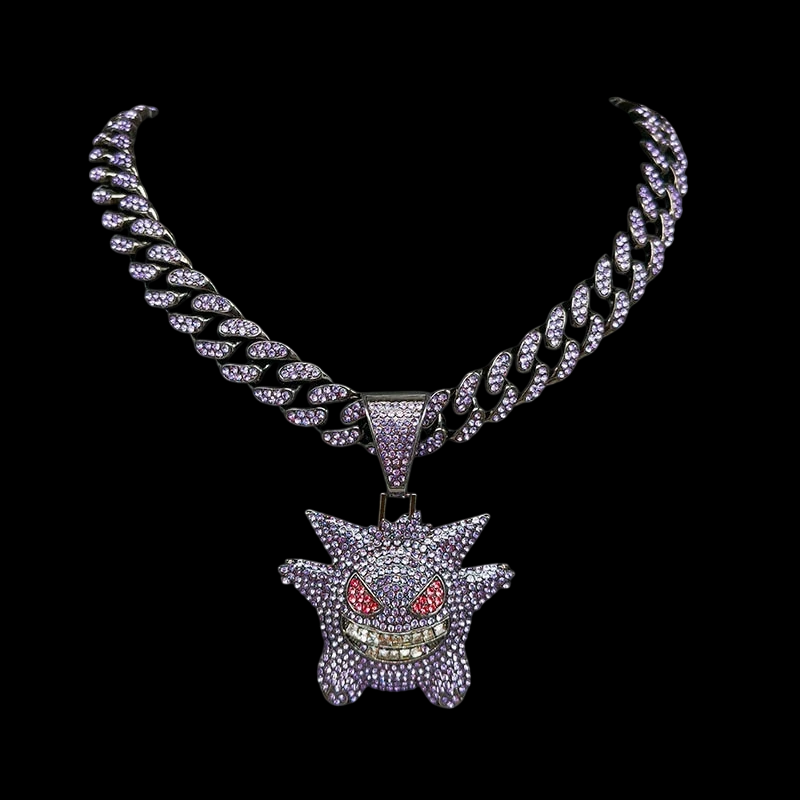 Kit Corrente Cravejada E Pingente Gengar Cuban