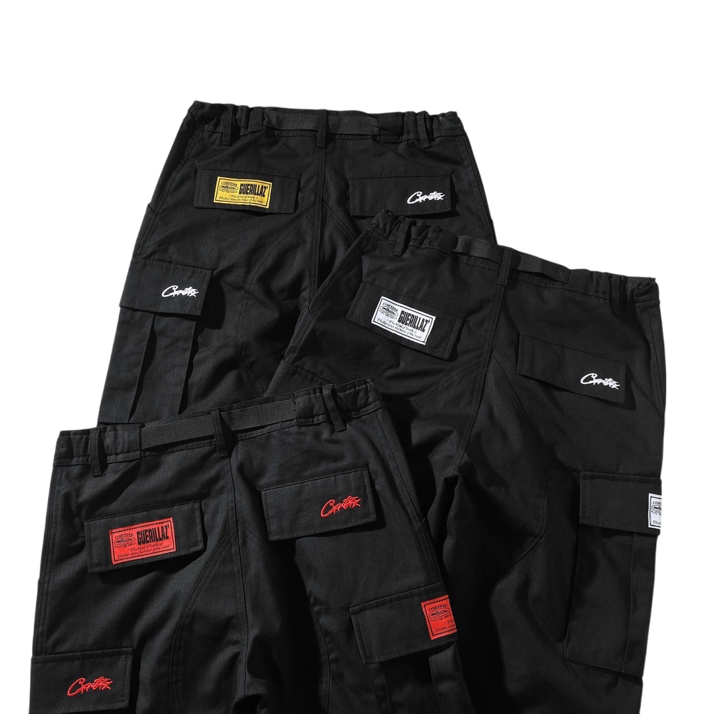 Calça Corteiz Guerillaz Cargo Logo Vermelha