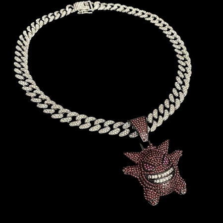 Kit Corrente Cravejada E Pingente Gengar Cuban