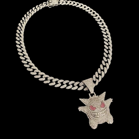 Kit Corrente Cravejada E Pingente Gengar Cuban