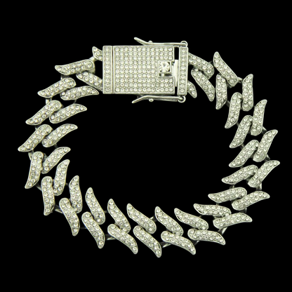 Pulseira Premium Cravejada Espinhos Cuban Zircônia 16mm
