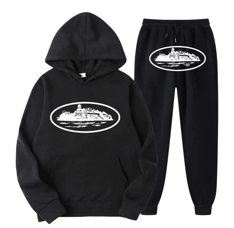Conjunto Moletom Corteiz Alcatraz Preto