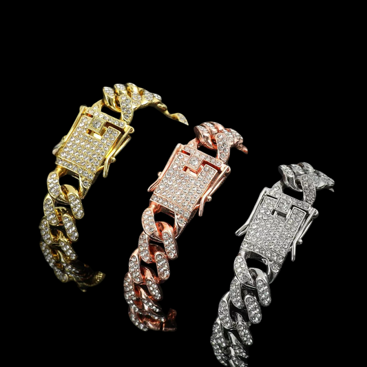 Pulseira Cravejada Hip Hop Cuban Zircônia