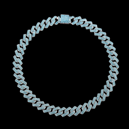 Kit Corrente Cravejada E Pulseira Miami Blue Cuban