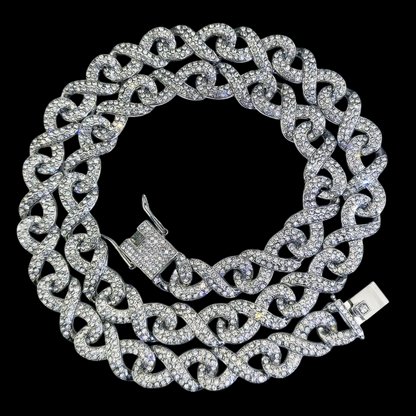 Kit Corrente Cravejada E Pulseira Infinit Cuban