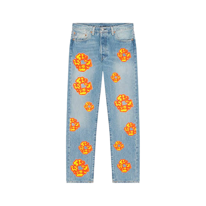 Calça Jeans Light Wash Denim Tears x Offset Set It Of Azul
