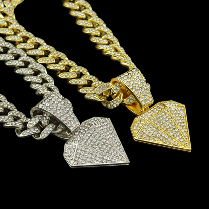 Kit Corrente Cravejada E Pingente Diamond Cuban Zircõnia