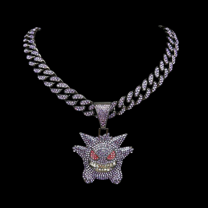 Kit Corrente Cravejada E Pingente Gengar Cuban