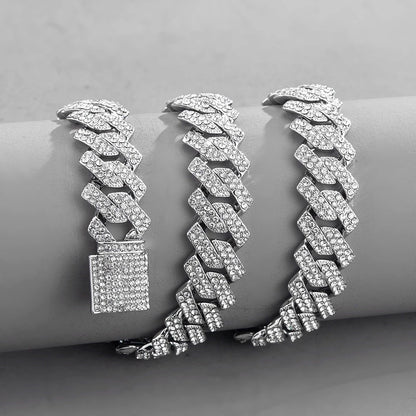 Kit Corrente Cravejada E Pulseira Ice Cuban