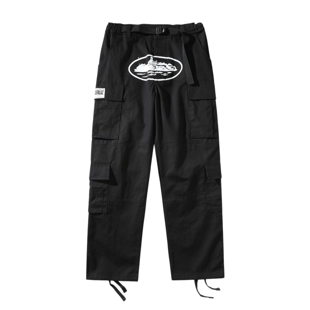 Calça Corteiz Guerillaz Cargo Logo Branco