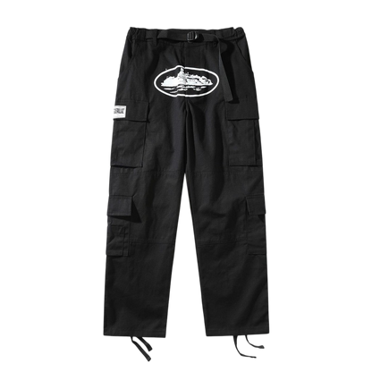 Calça Corteiz Guerillaz Cargo Logo Branco