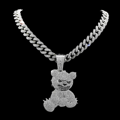 kit Corrente Cravejada E Pingente Bear Cuban