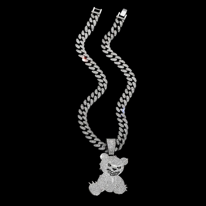 kit Corrente Cravejada E Pingente Bear Cuban