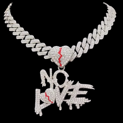 Kit Corrente Cravejada E Pingente No Love Cuban